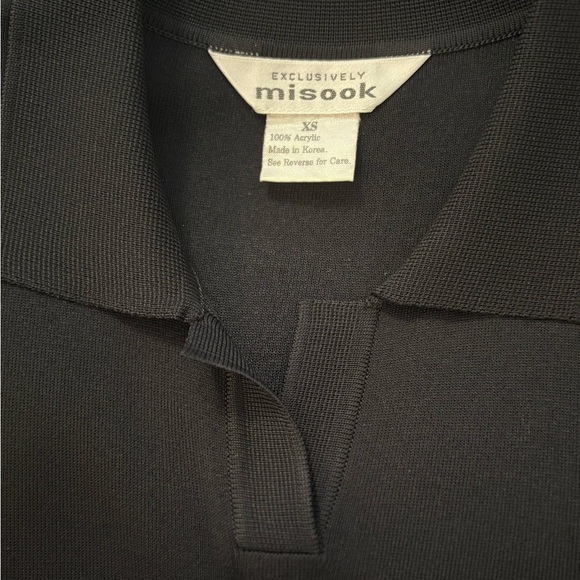 Dress - MISOOK - Fine Stretch Knit Straight Black Dress with collar. Size XS - Picture 5 of 5